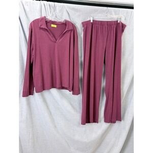 Allbirds Organic Cotton Tencel Two Piece Set Plum Mauve Top Wide Leg Pants XXL
